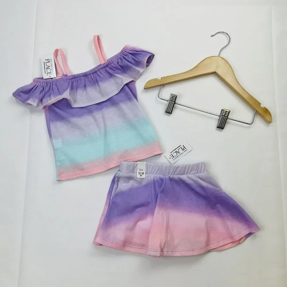 Children’s Place Baby Girl Tie-Dye Skorts & Blouse Set – Size 12–18M - Picture 2 of 5